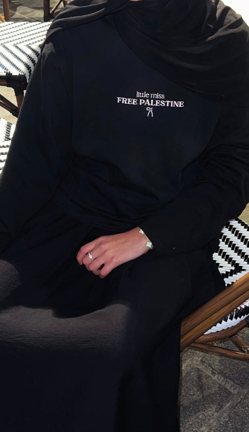 Little Miss Free Palestine T-shirt - Black