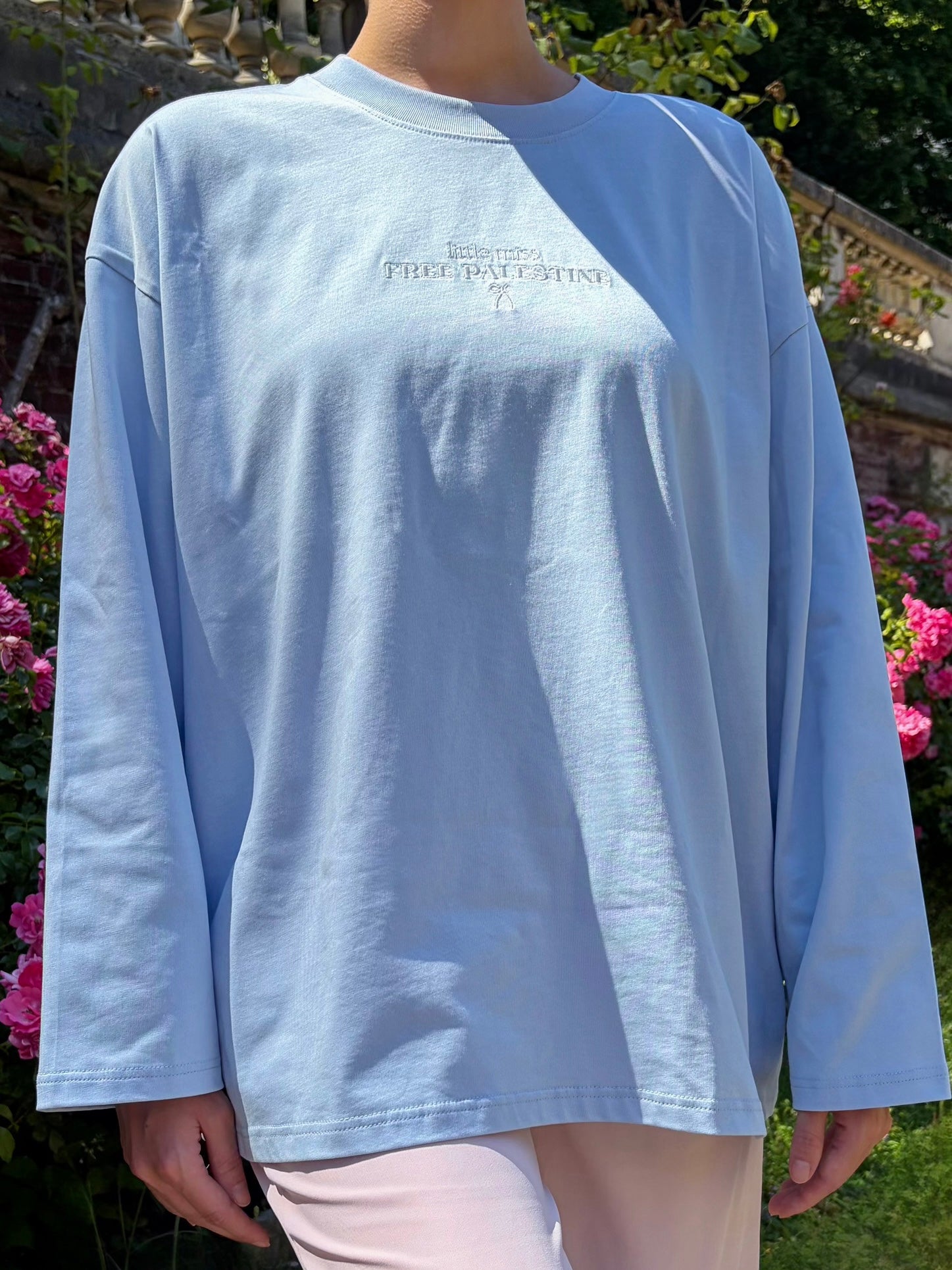 Little Miss Free Palestine T-shirt - Baby Blue