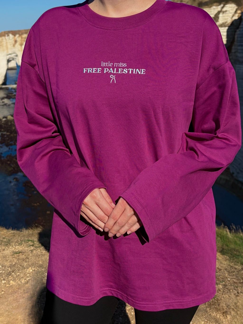 Little Miss Free Palestine T-shirt – Plum