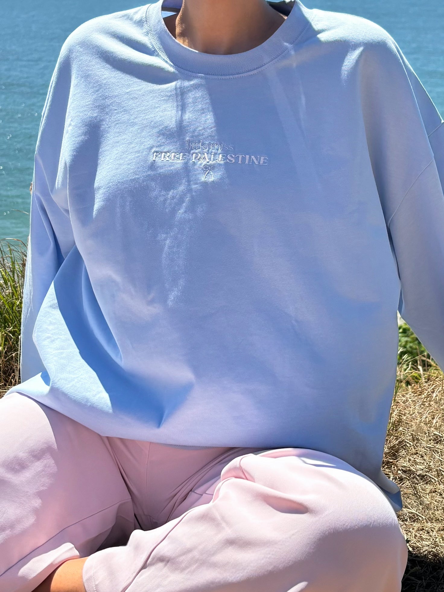 Little Miss Free Palestine T-shirt - Baby Blue