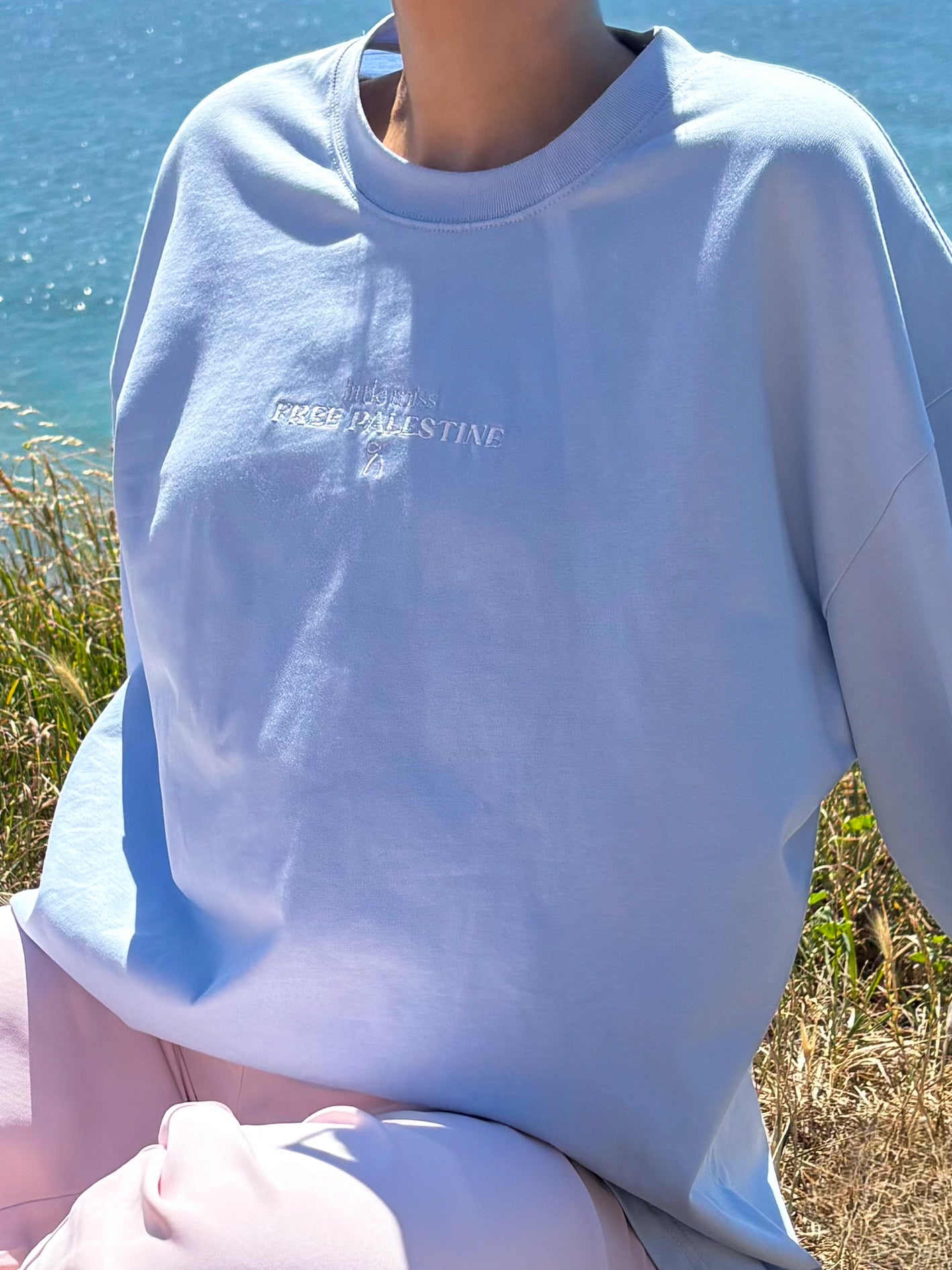 Little Miss Free Palestine T-shirt - Baby Blue